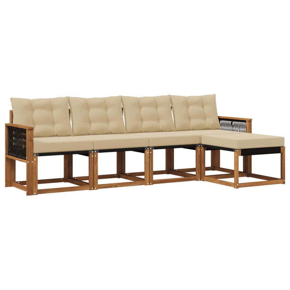 vidaXL Utomhussoffset 5 st Naturlig och Beige