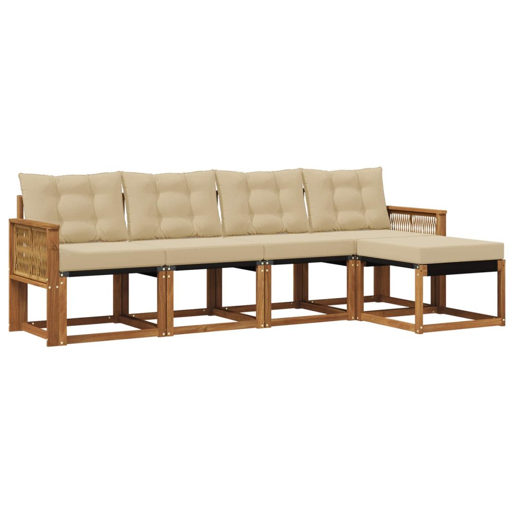 vidaXL Utomhussoffset 5 st Naturlig och Beige