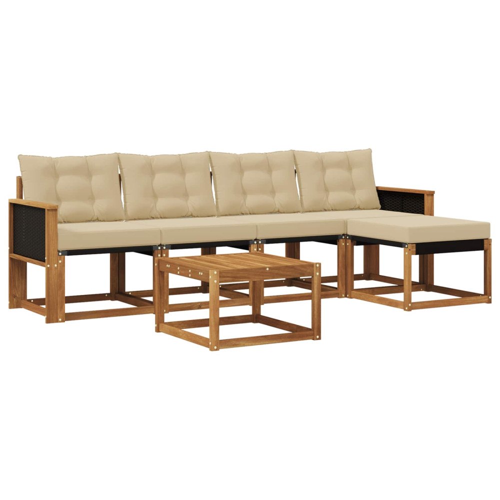 vidaXL Utomhussoffset 6 st Naturlig och Beige