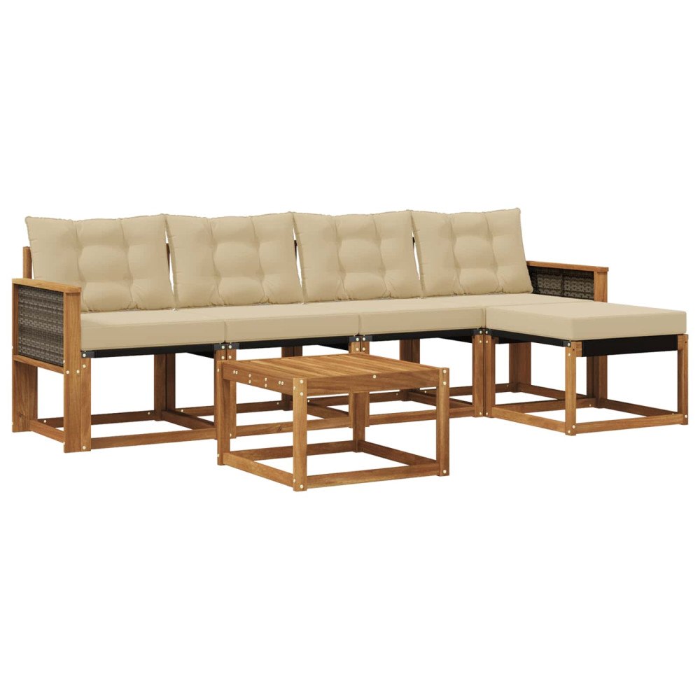 vidaXL Utomhussoffset 6 st Naturlig och Beige