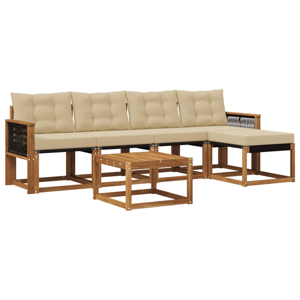 vidaXL Utomhussoffset 6 st Naturlig och Beige