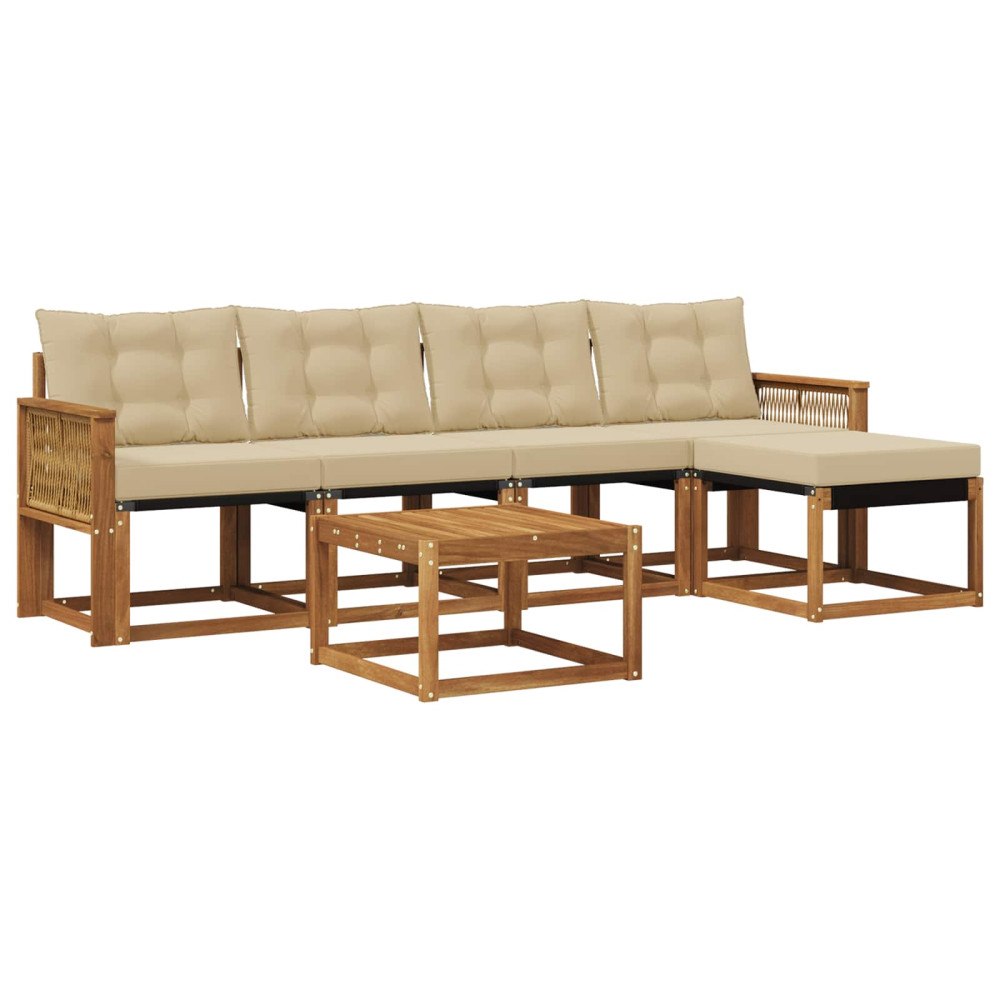 vidaXL Utomhussoffset 6 st Naturlig och Beige