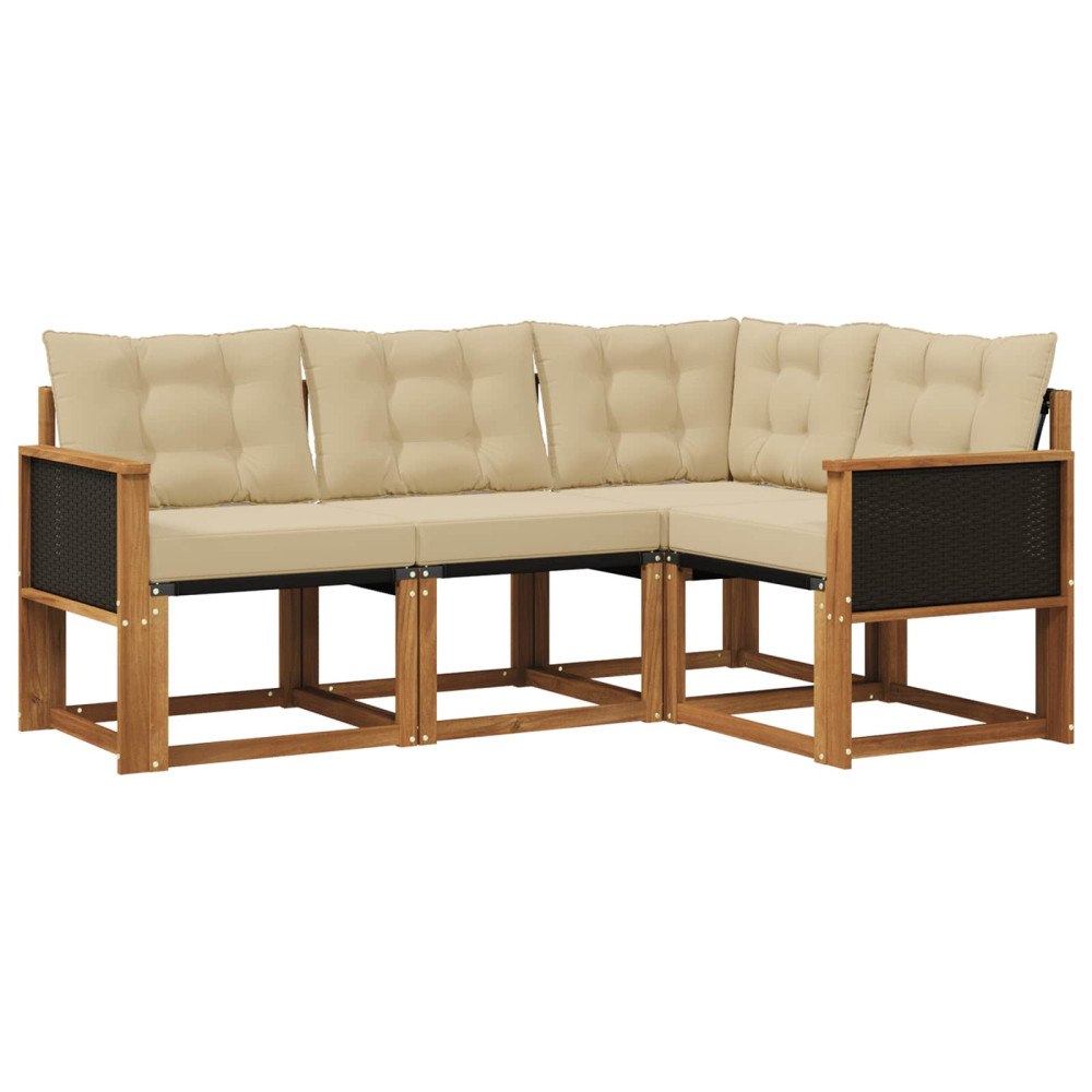vidaXL Utomhussoffset 4 st Naturlig och Beige