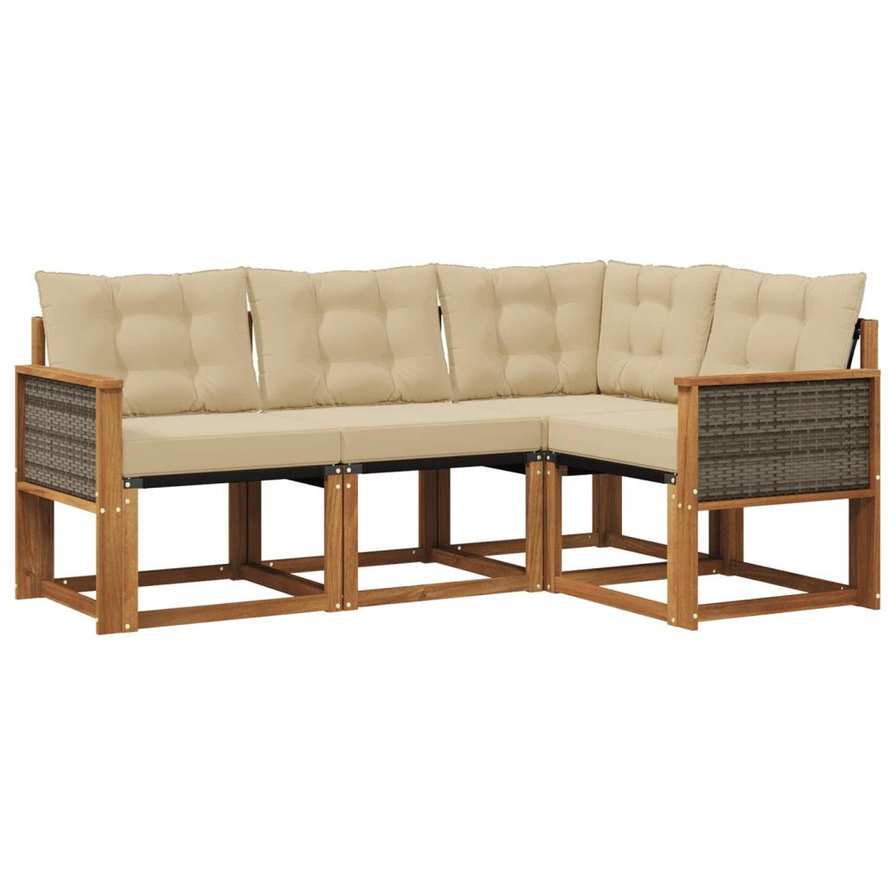 vidaXL Utomhussoffset 4 st Naturlig och Beige