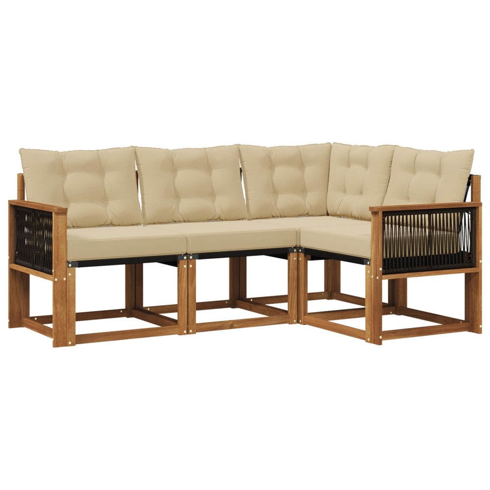 vidaXL Utomhussoffset 4 st Naturlig och Beige