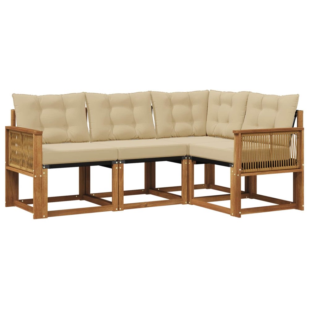 vidaXL Utomhussoffset 4 st Naturlig och Beige