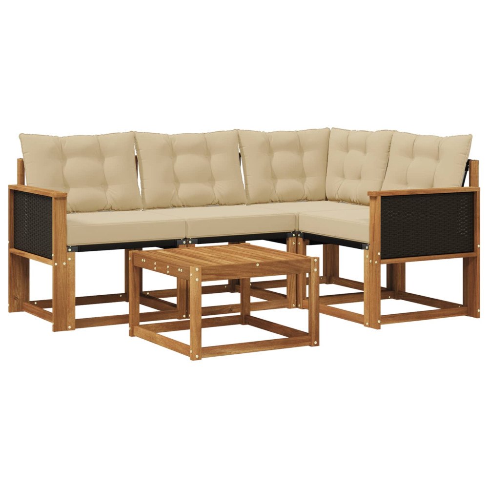 vidaXL Utomhussoffset 5 st Naturlig och Beige