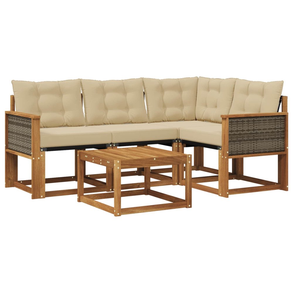 vidaXL Utomhussoffset 5 st Naturlig och Beige