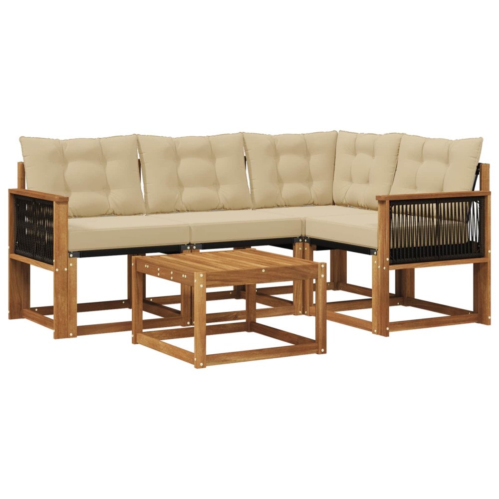vidaXL Utomhussoffset 5 st Naturlig och Beige