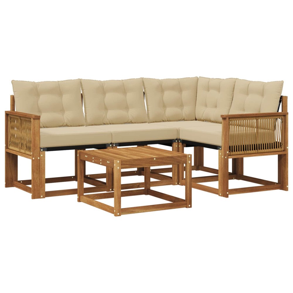vidaXL Utomhussoffset 5 st Naturlig och Beige