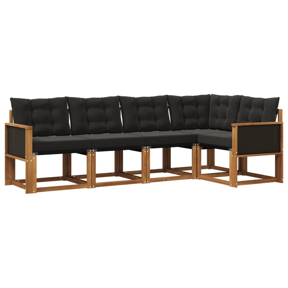 vidaXL Utomhussoffset 5 st Naturlig och svart