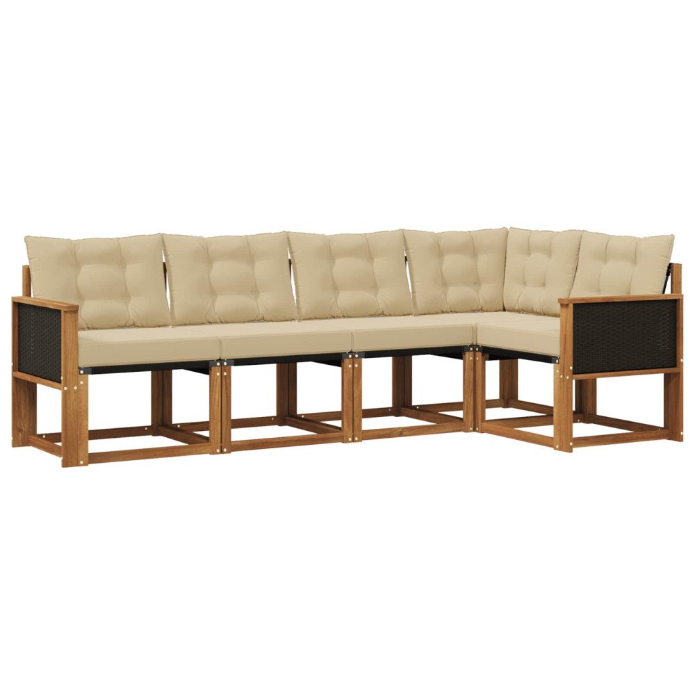 vidaXL Utomhussoffset 5 st Naturlig och Beige