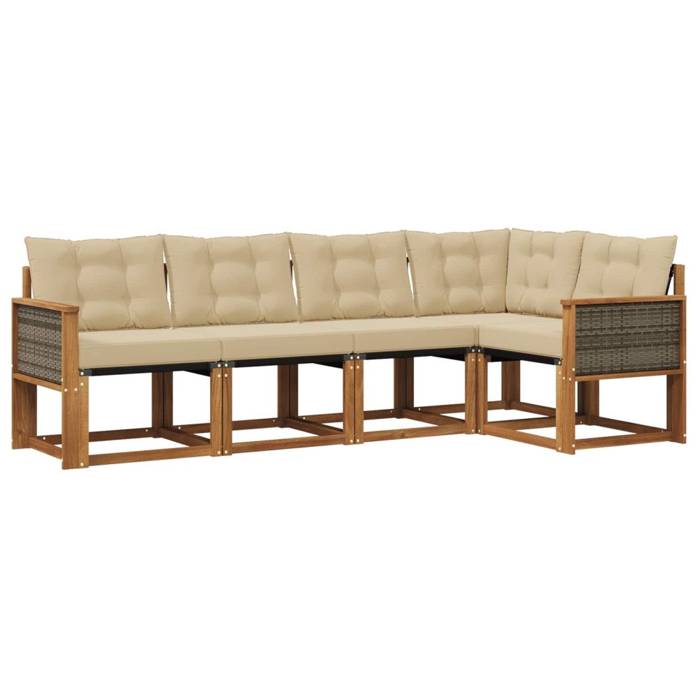 vidaXL Utomhussoffset 5 st Naturlig och Beige