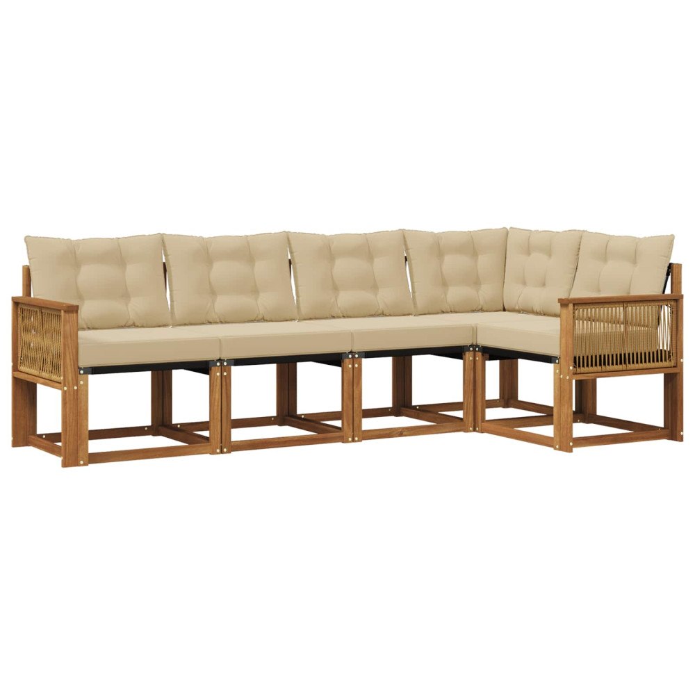 vidaXL Utomhussoffset 5 st Naturlig och Beige