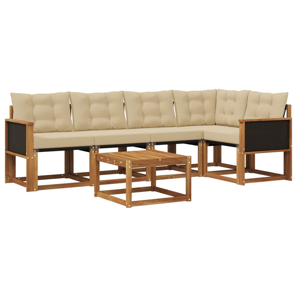 vidaXL Utomhussoffset 6 st Naturlig och Beige