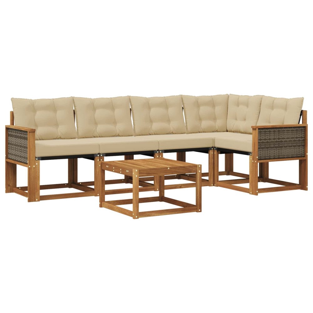vidaXL Utomhussoffset 6 st Naturlig och Beige