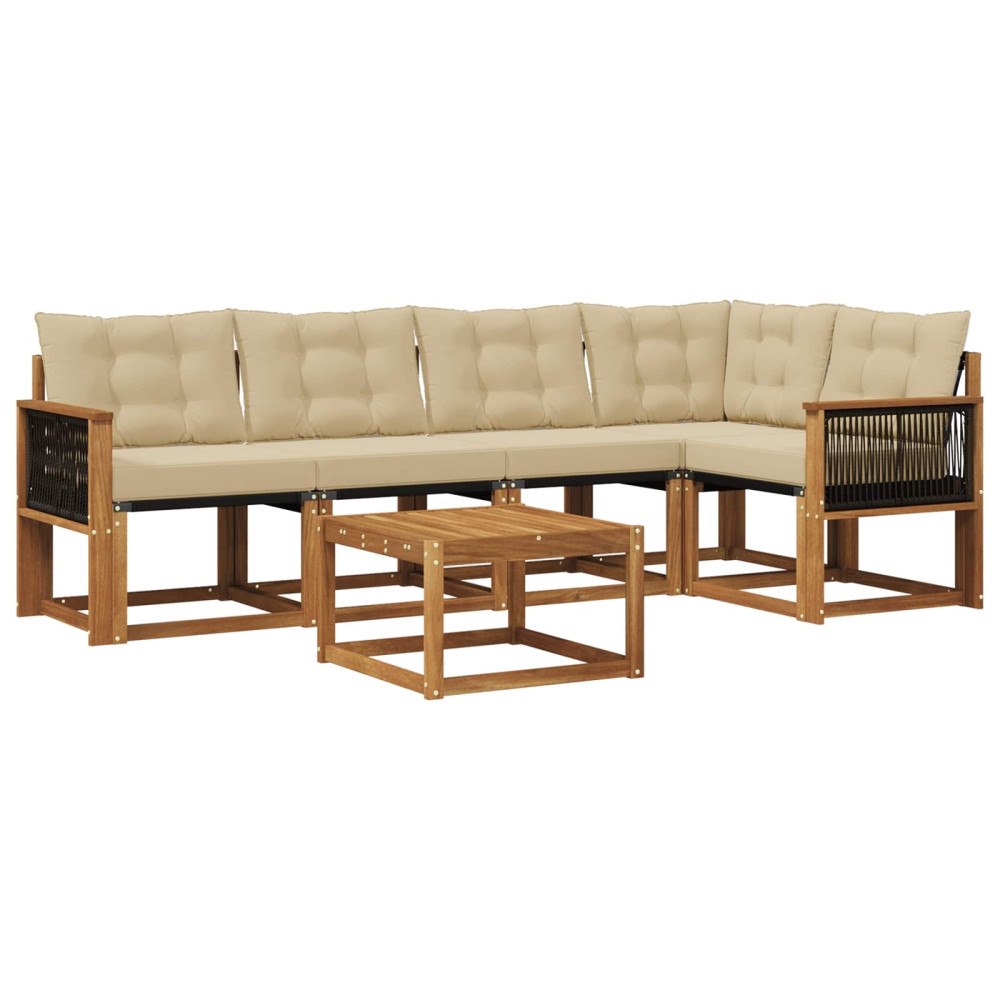 vidaXL Utomhussoffset 6 st Naturlig och Beige