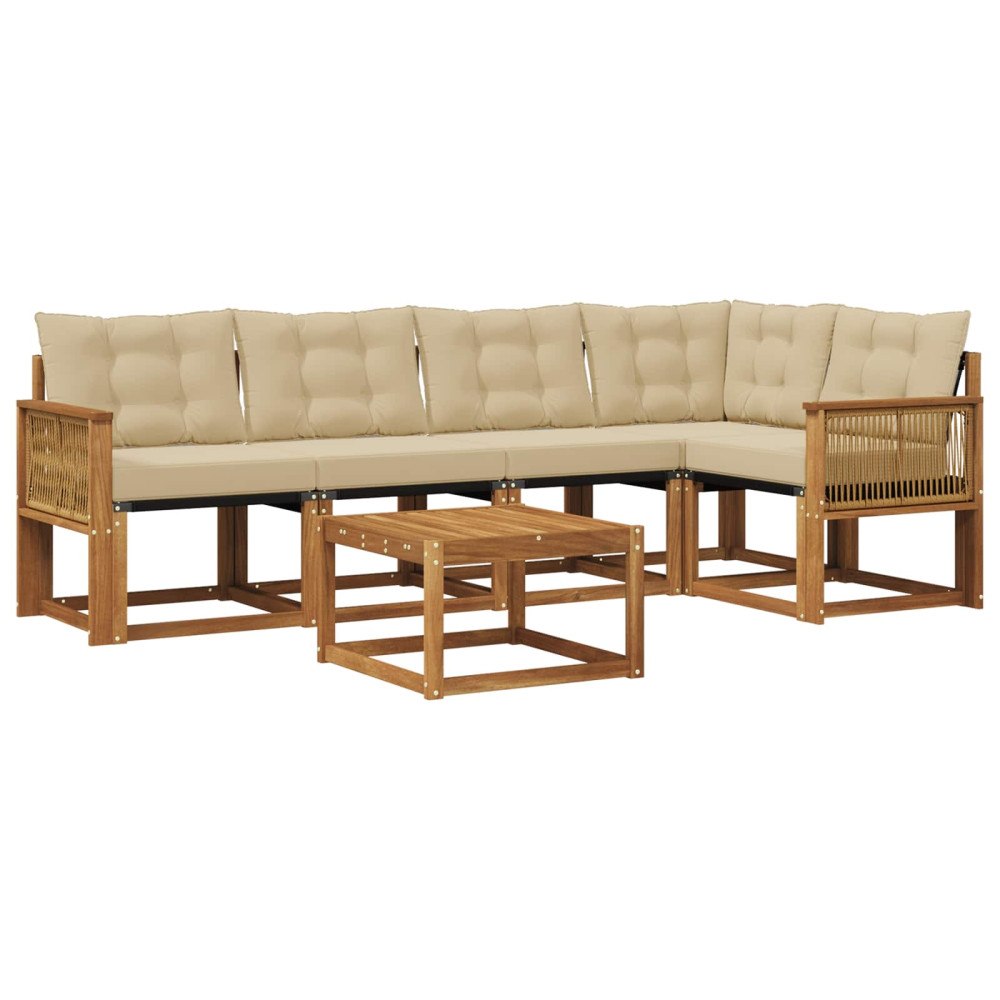 vidaXL Utomhussoffset 6 st Naturlig och Beige