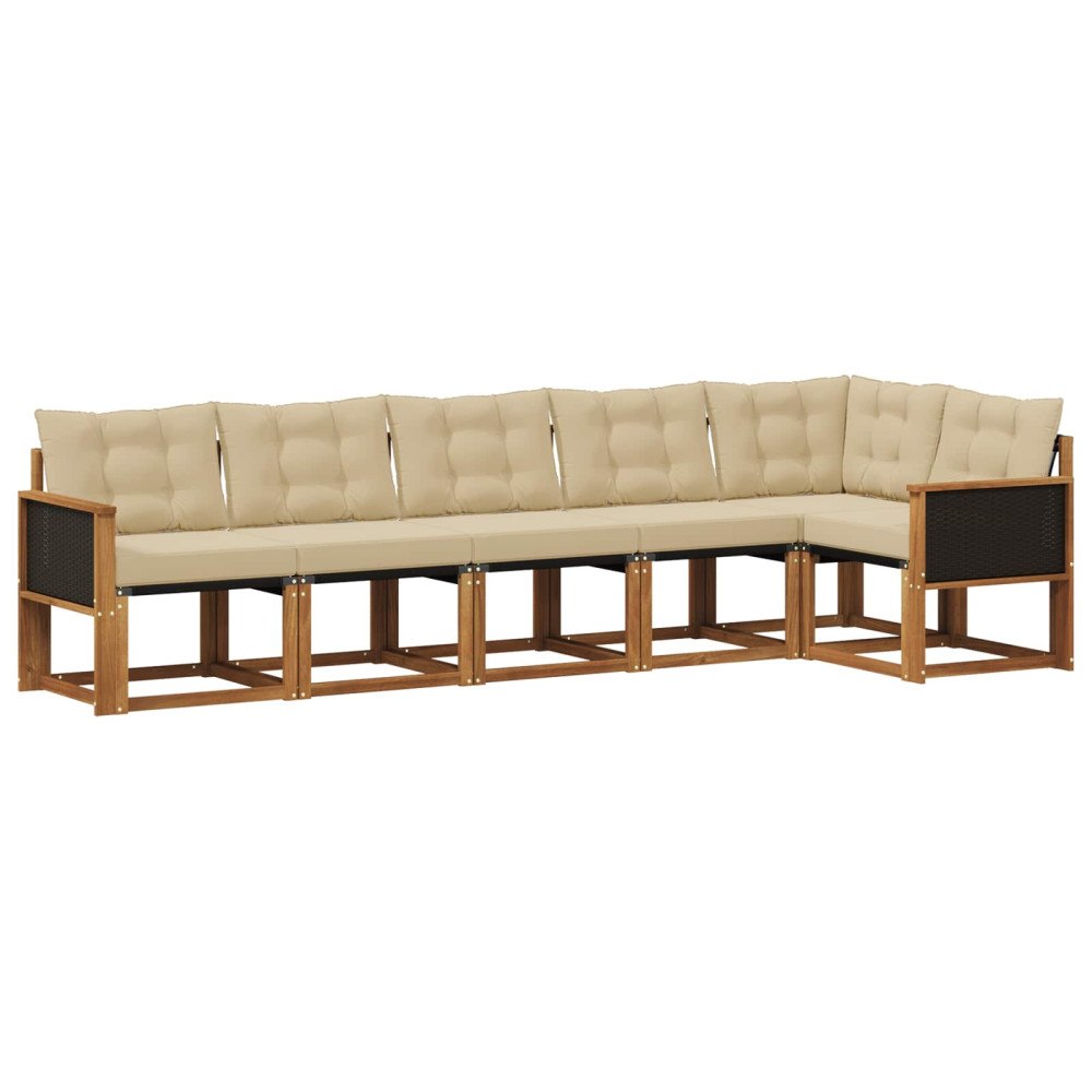 vidaXL Utomhussoffset 6 st Naturlig och Beige