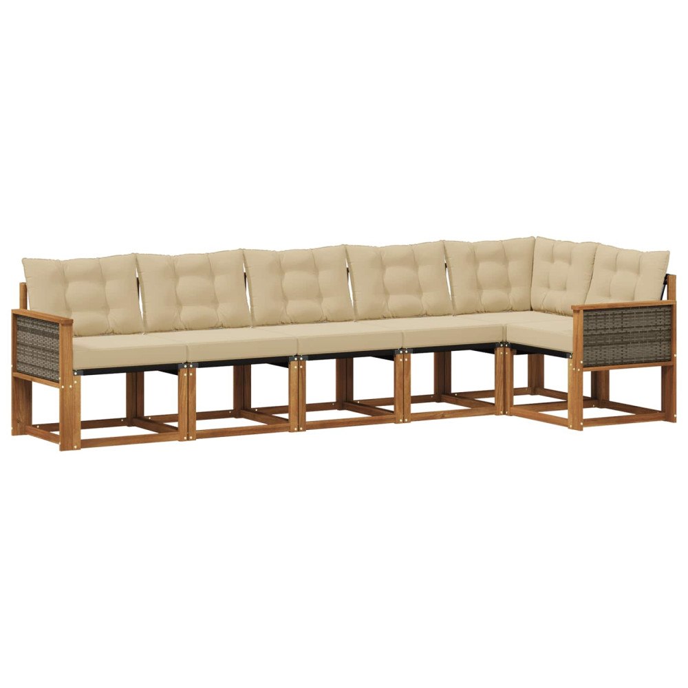 vidaXL Utomhussoffset 6 st Naturlig och Beige