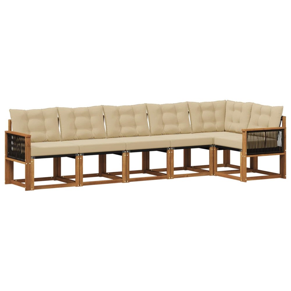 vidaXL Utomhussoffset 6 st Naturlig och Beige
