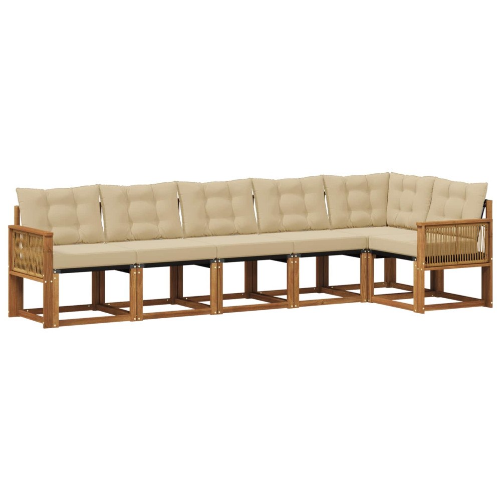 vidaXL Utomhussoffset 6 st Naturlig och Beige