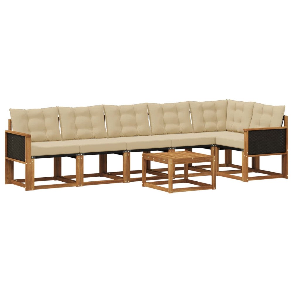 vidaXL Utomhussoffset 7 st Naturlig och Beige