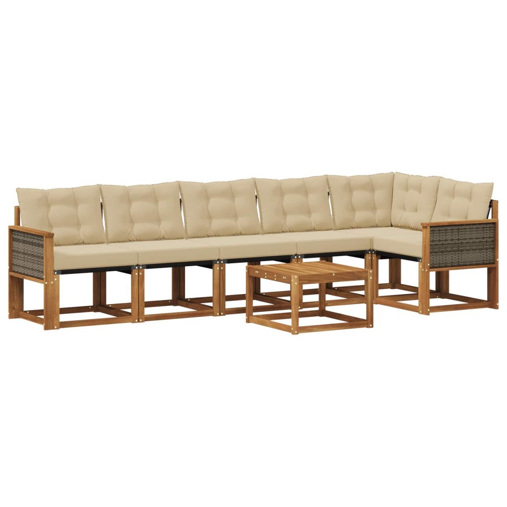 vidaXL Utomhussoffset 7 st Naturlig och Beige