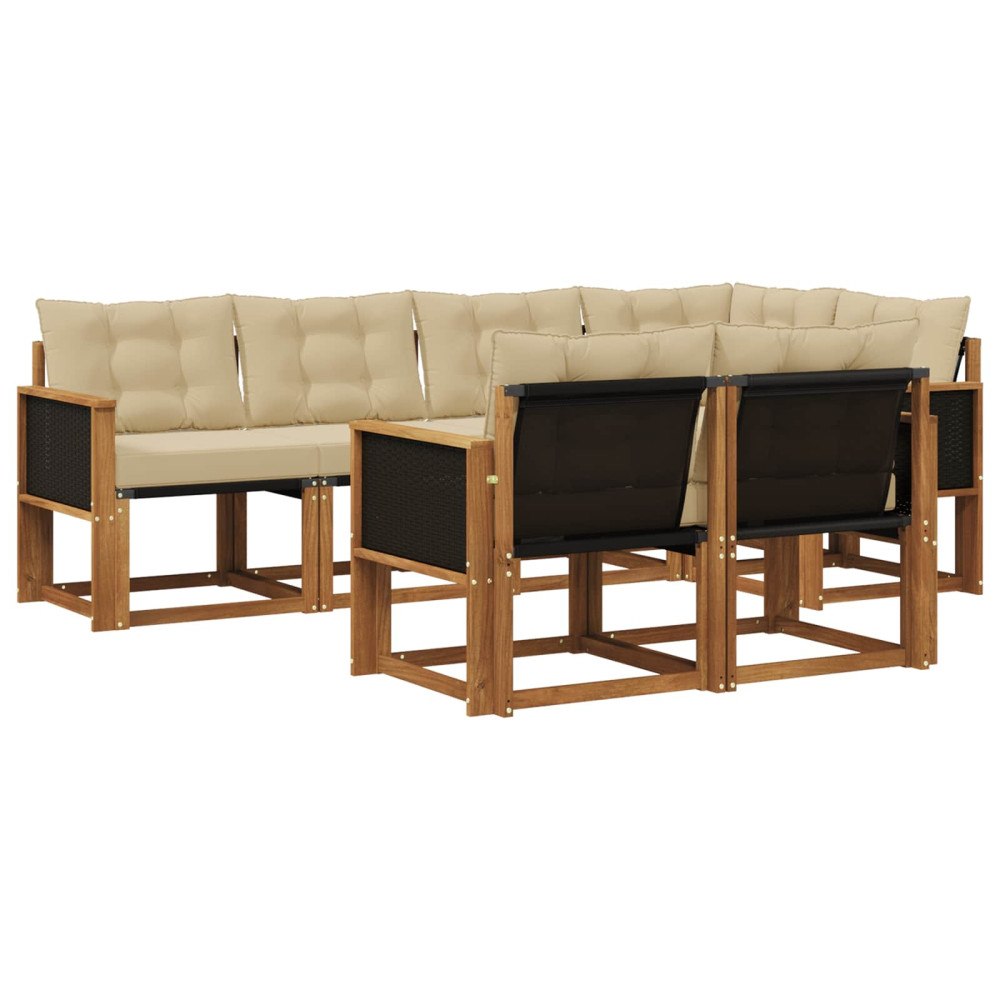 vidaXL Utomhussoffset 7 st Naturlig och Beige