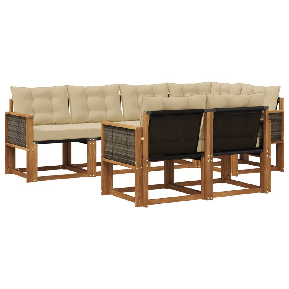 vidaXL Utomhussoffset 7 st Naturlig och Beige