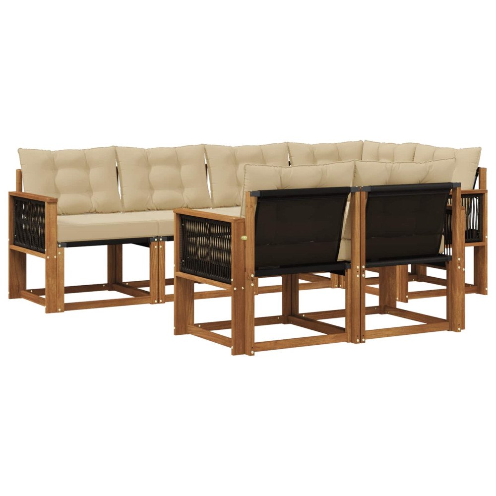 vidaXL Utomhussoffset 7 st Naturlig och Beige