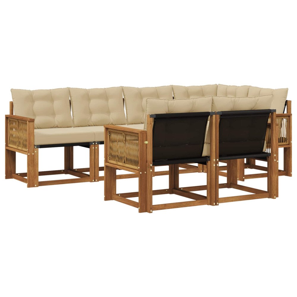 vidaXL Utomhussoffset 7 st Naturlig och Beige