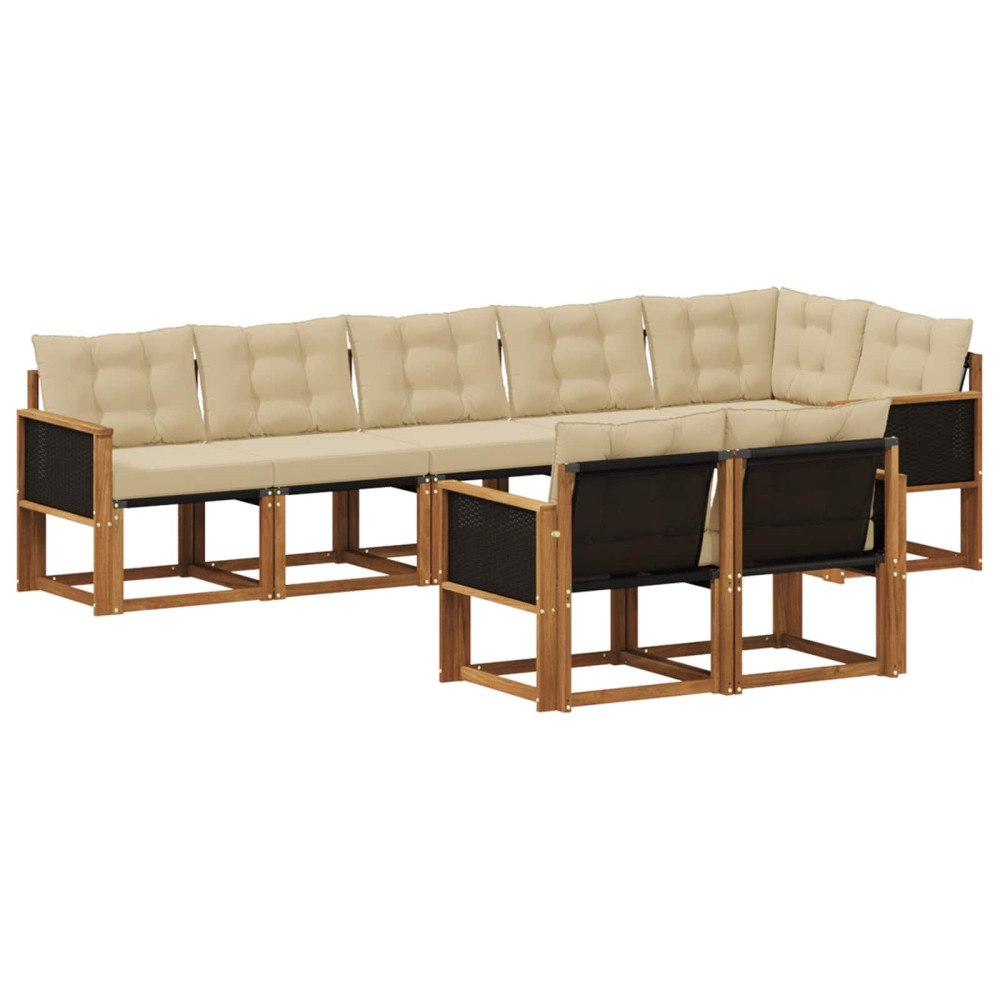 vidaXL Utomhussoffset 8 st Naturlig och Beige
