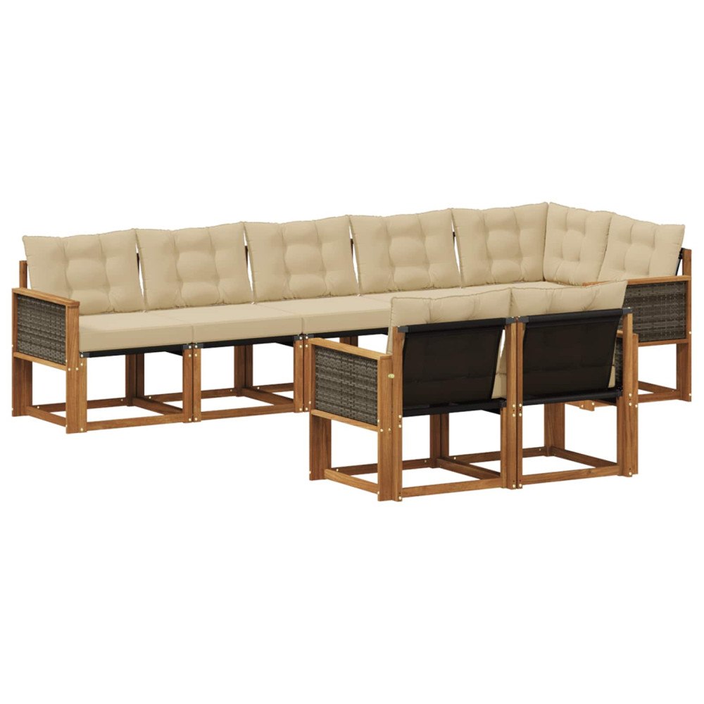 vidaXL Utomhussoffset 8 st Naturlig och Beige