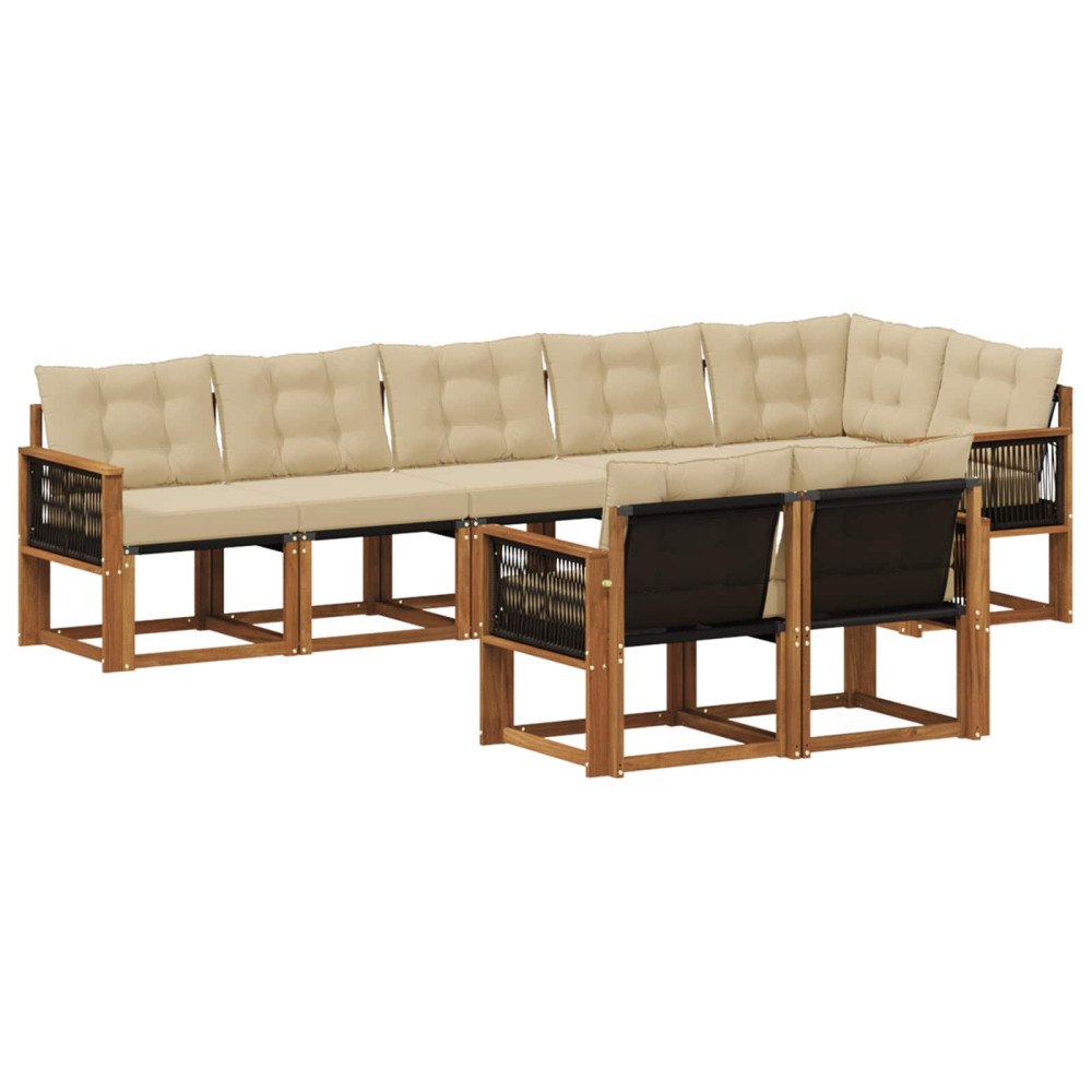 vidaXL Utomhussoffset 8 st Naturlig och Beige
