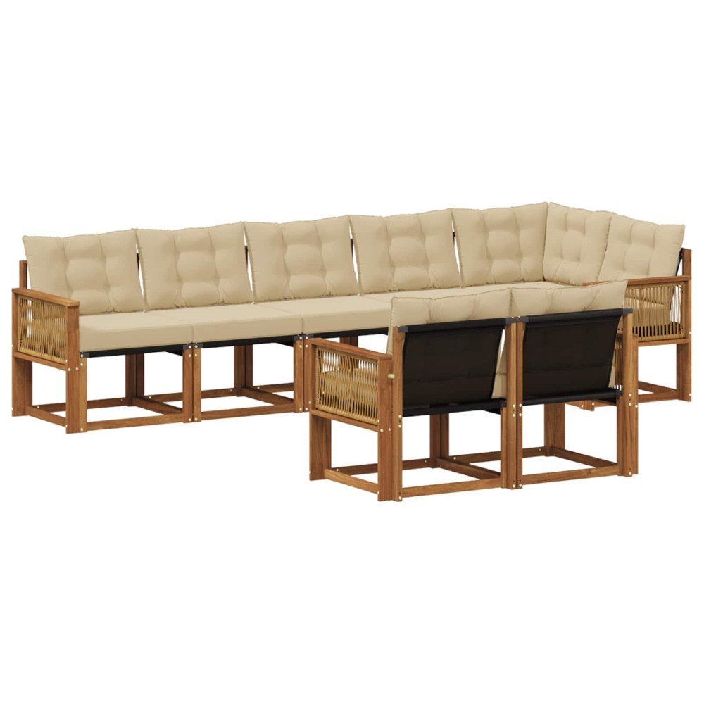 vidaXL Utomhussoffset 8 st Naturlig och Beige