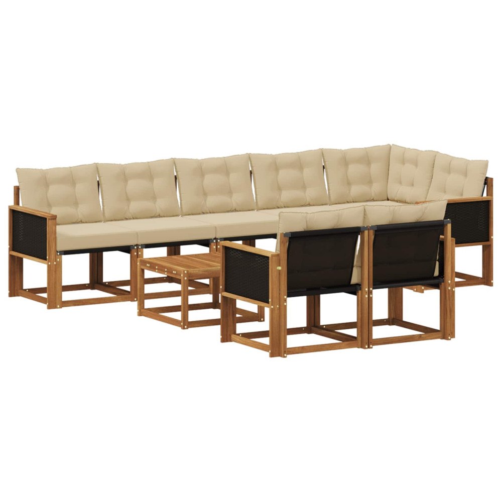 vidaXL Utomhussoffset 9 st Naturlig och Beige