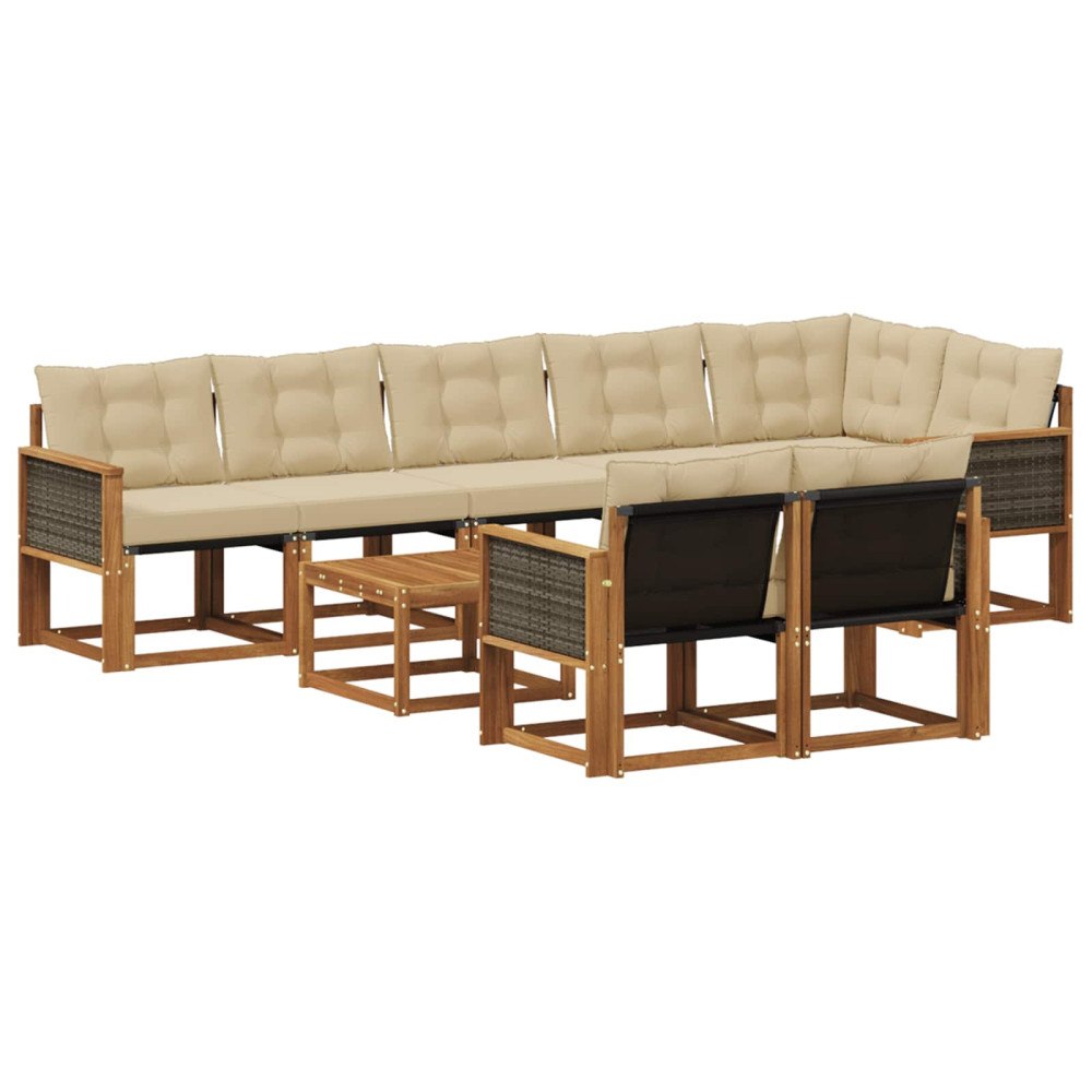 vidaXL Utomhussoffset 9 st Naturlig och Beige