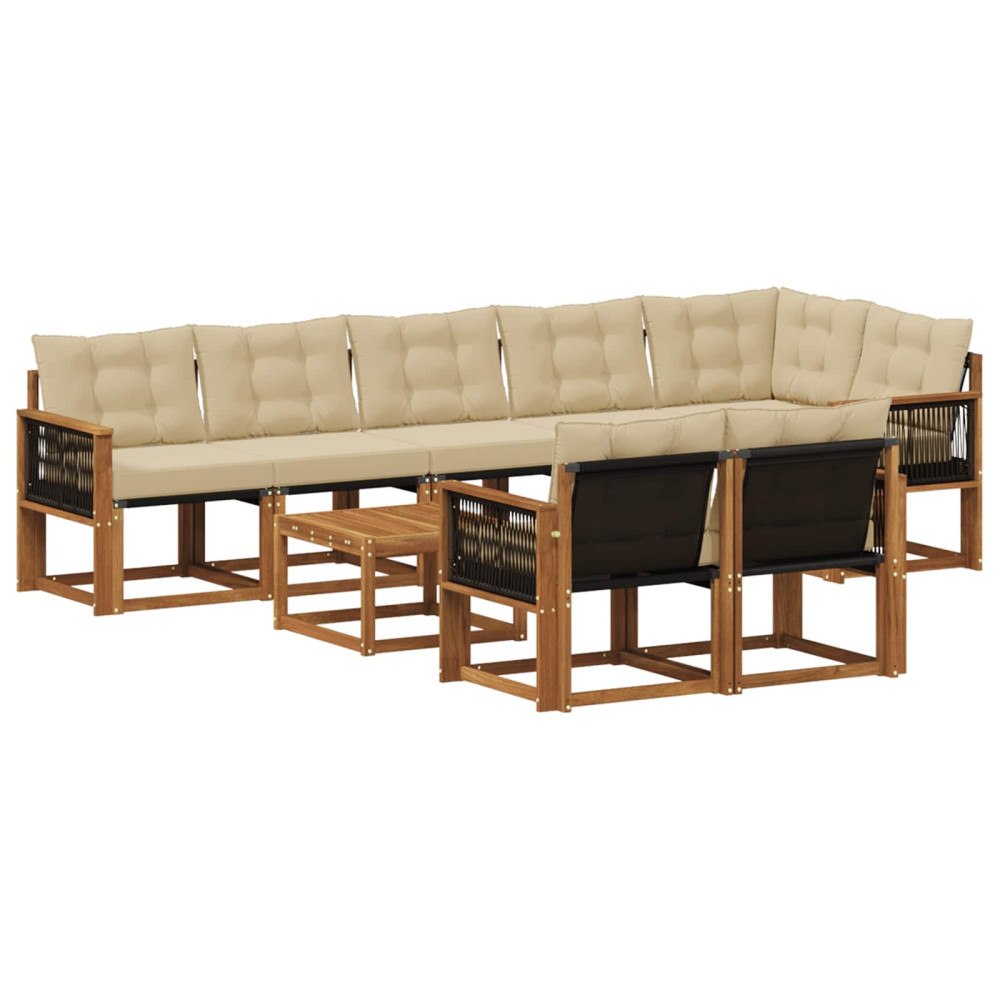 vidaXL Utomhussoffset 9 st Naturlig och Beige