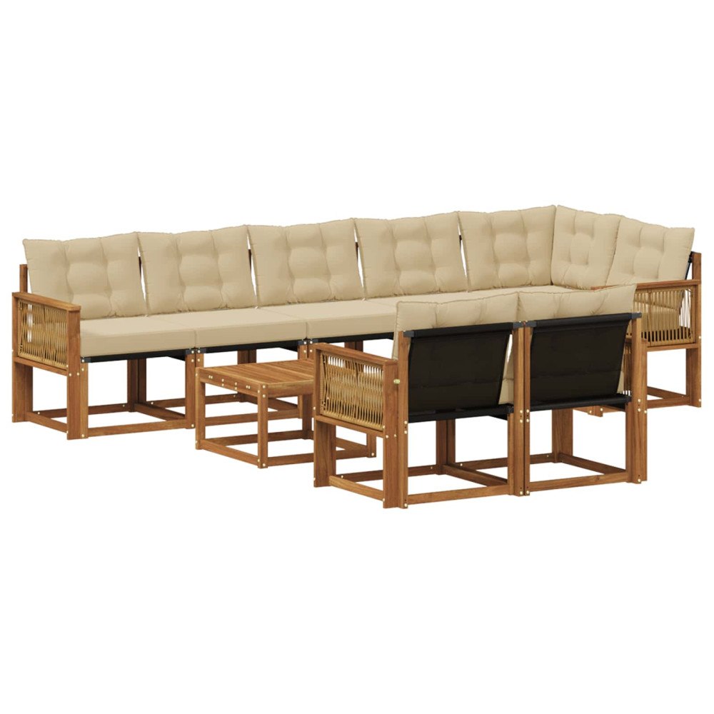 vidaXL Utomhussoffset 9 st Naturlig och Beige