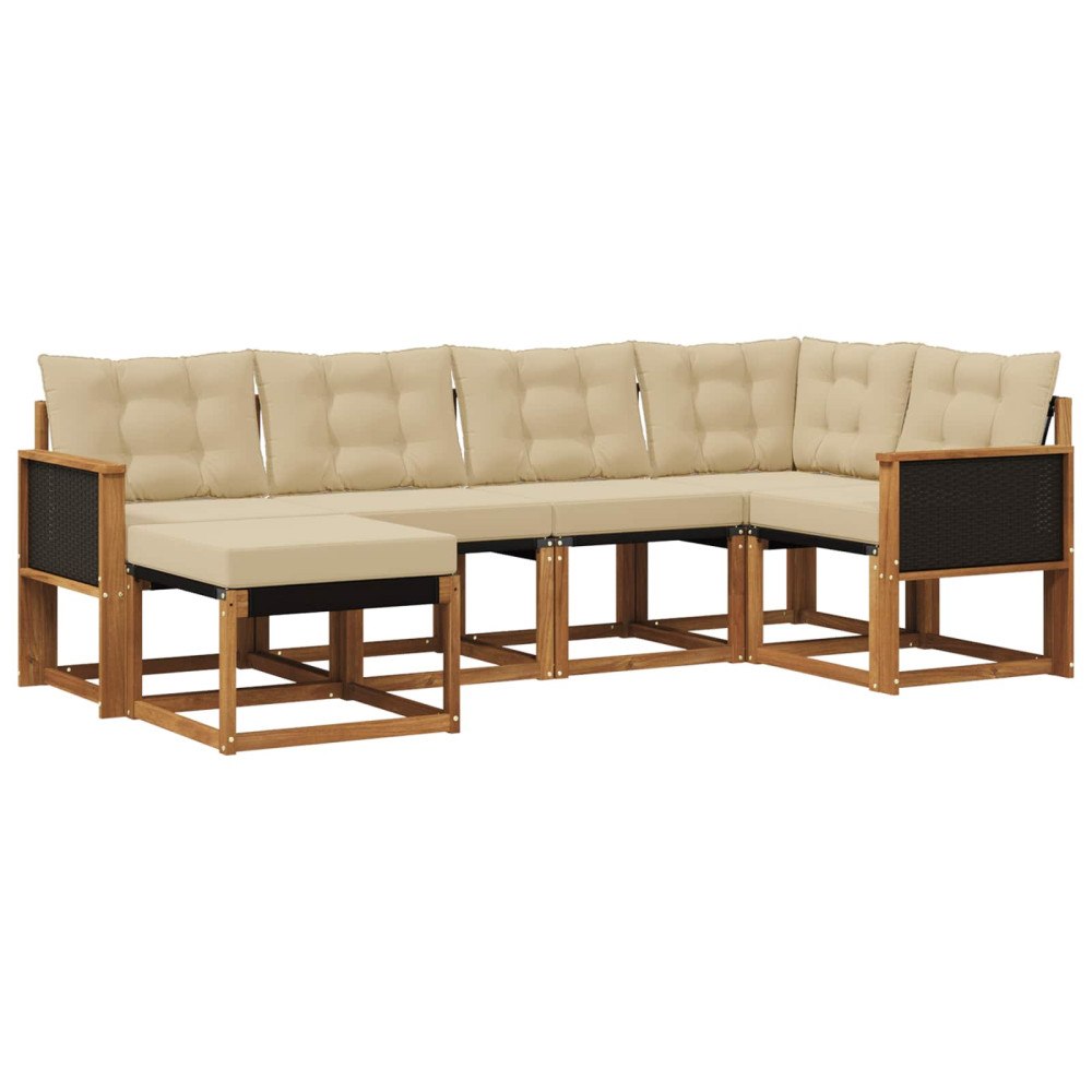 vidaXL Utomhussoffset 6 st Naturlig och Beige