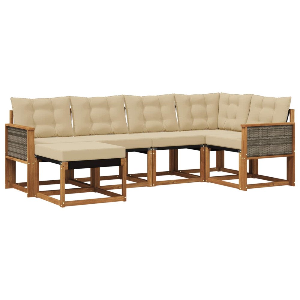 vidaXL Utomhussoffset 6 st Naturlig och Beige