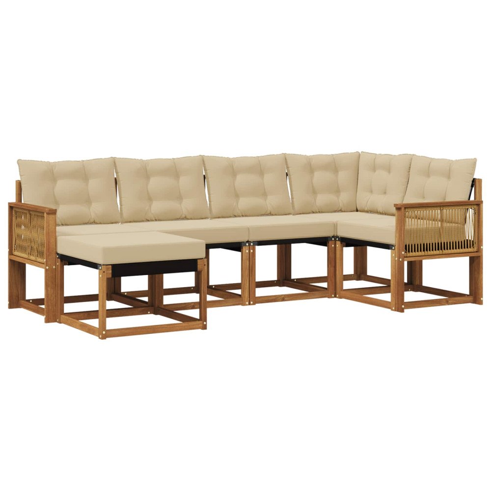 vidaXL Utomhussoffset 6 st Naturlig och Beige