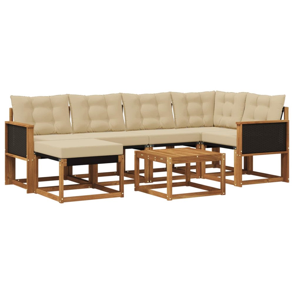 vidaXL Utomhussoffset 7 st Naturlig och Beige