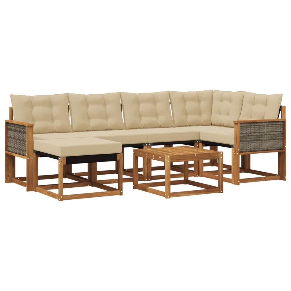 vidaXL Utomhussoffset 7 st Naturlig och Beige