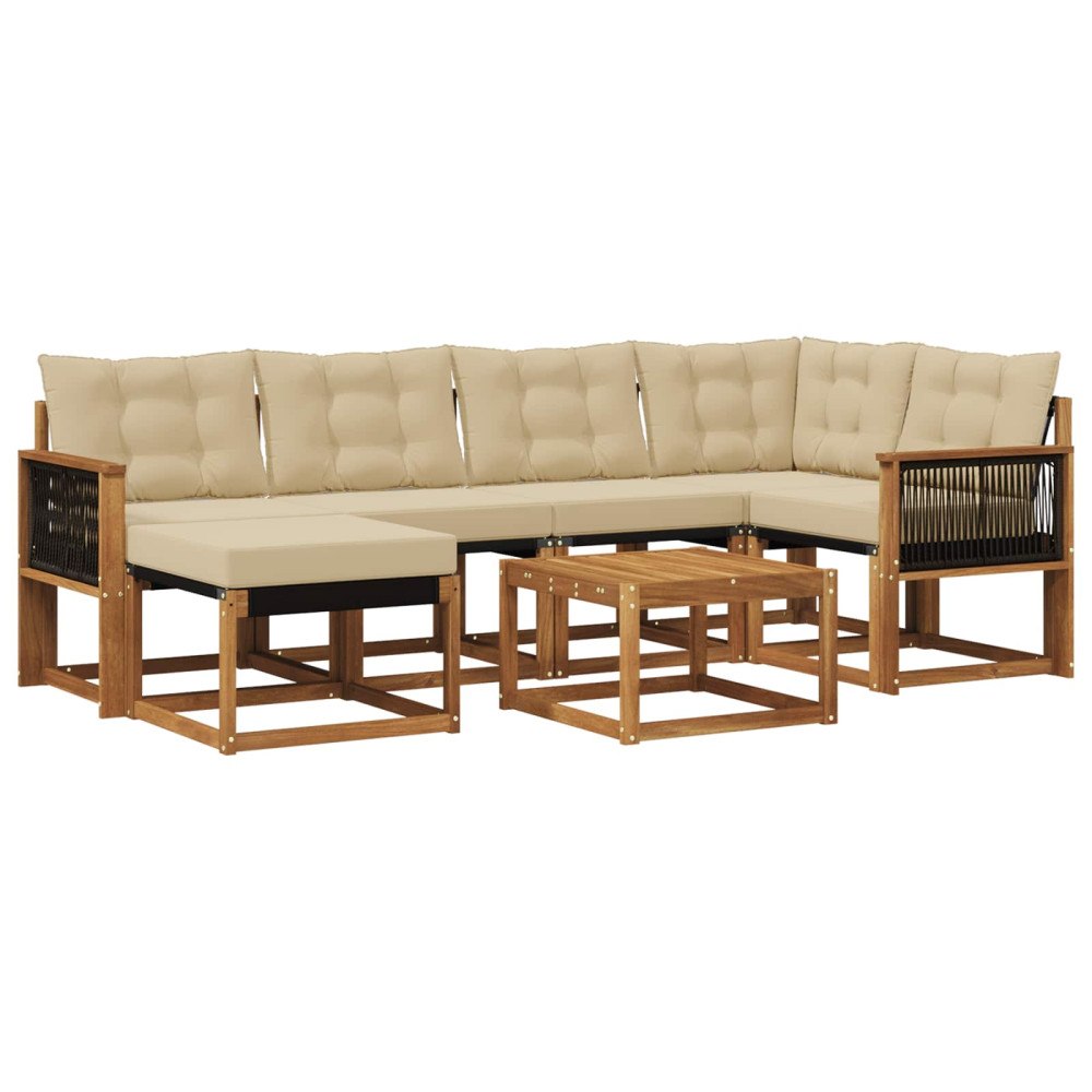 vidaXL Utomhussoffset 7 st Naturlig och Beige
