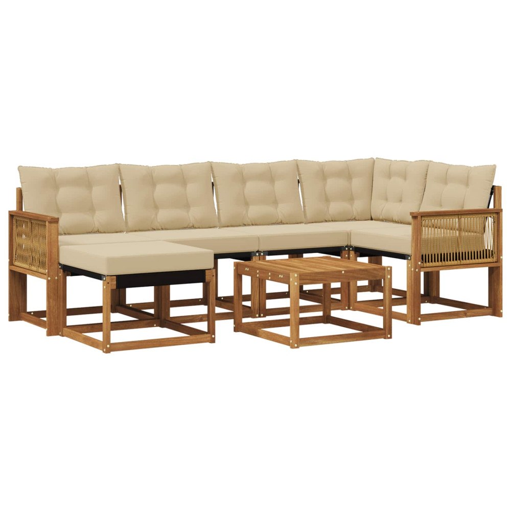 vidaXL Utomhussoffset 7 st Naturlig och Beige