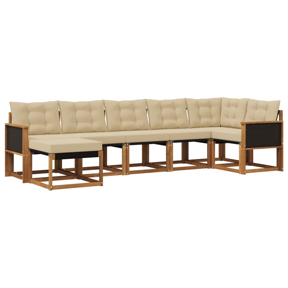 vidaXL Utomhussoffset 7 st Naturlig och Beige