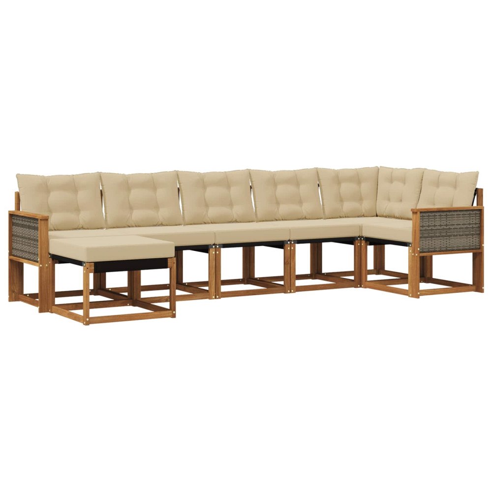 vidaXL Utomhussoffset 7 st Naturlig och Beige