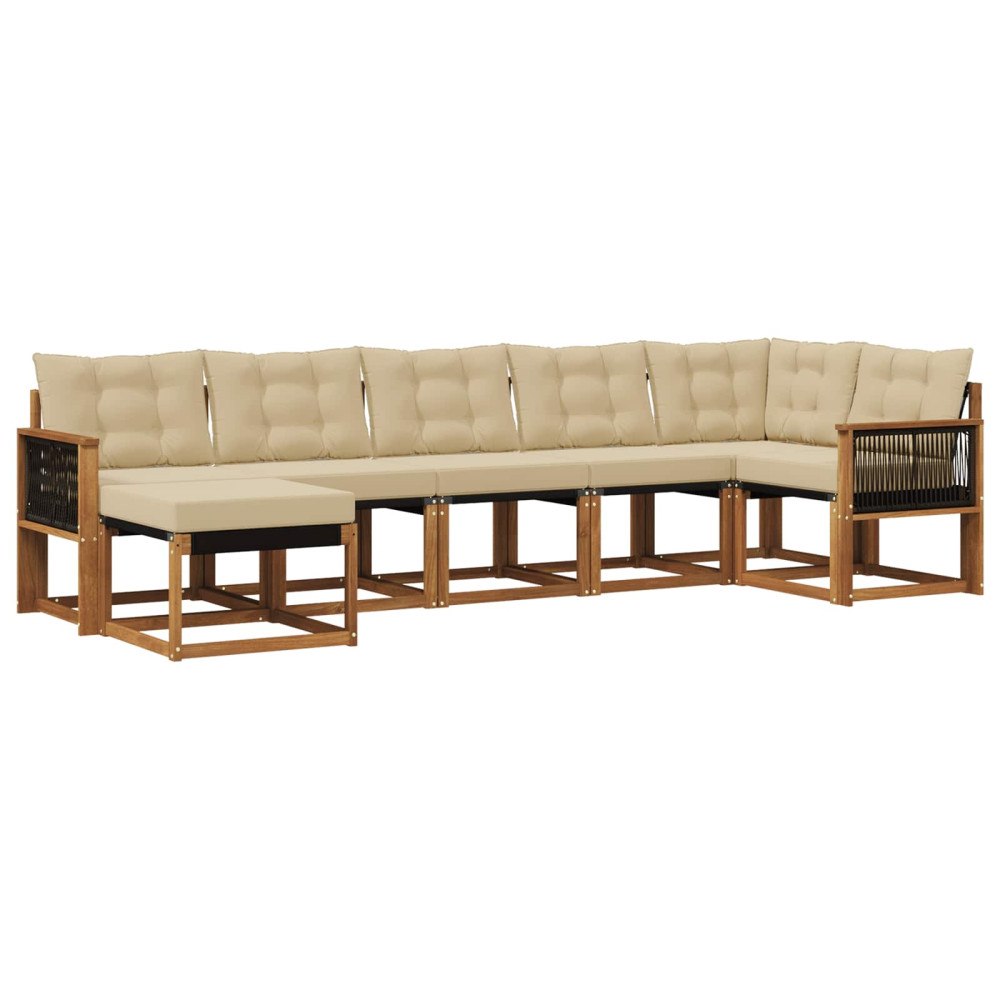 vidaXL Utomhussoffset 7 st Naturlig och Beige